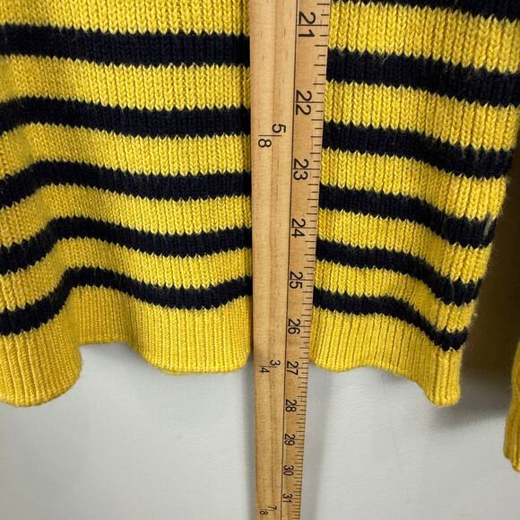 Talbots Sweater Womens Large Yellow Black Striped Cable Knit Long Sleeve Classic - Picture 9 of 9